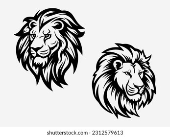 Hand drawn lion logo design illustration, showcasing strength, power, and leadership with an artistic touch