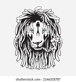 Hand drawn Lion. Natural colors. Illustration