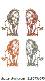 Hand Drawn Lion Wild Animal Vector Illustration

