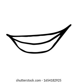 Hand drawn lips in doodle style isolated on white background. Use for printing on clothing and accessories. Stock vector illustration