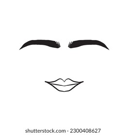 Hand drawn lips and eye brows isolated on white background,vector illustration eps10