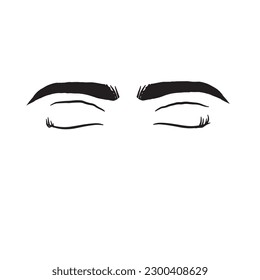 Hand drawn lips and eye brows isolated on white background,vector illustration eps10