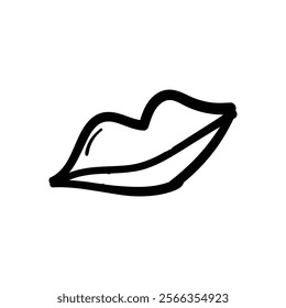 Hand drawn lips line art isolated background 