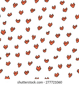 Hand drawn lips pattern. Vector illustration