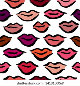 hand drawn lips seamless graphic print pattern vector illustration