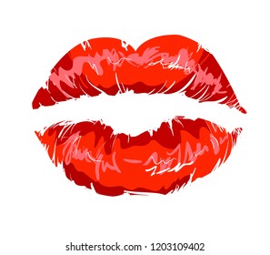 Hand Drawn Lips Vector Illustration,  Valentine`s day element design