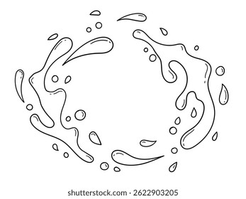 Hand drawn liquid splash line art illustration