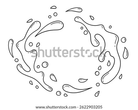 Hand drawn liquid splash line art illustration