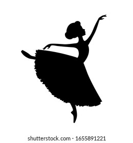 Hand drawn little beautiful  ballerina girl. Cute little dancing  ballerina. Ballerina silhouette. Vector illustration. 