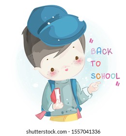 Hand drawn a little boy. Vector illustration