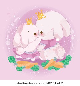 Hand drawn a little bunny. Vector illustration