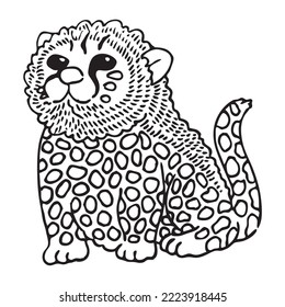 handgezeichneter kleiner Gepard, der etwas anschaut