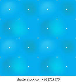 Hand drawn little circles in arabic seamless pattern background. Traditional white oriental signs and symbols on soft blue backdrop. Greeting card background for muslim cards, banners.