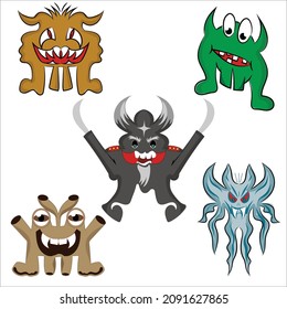 
Hand drawn little cute monsters