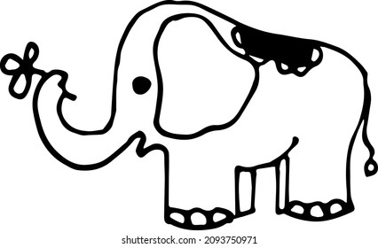 Hand drawn little elephant vector on a white background