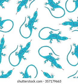 Hand drawn lizard sketch pattern. Vector illustration