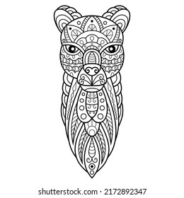 Hand drawn of llama head in zentangle style