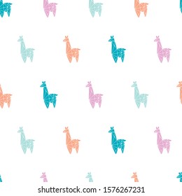 hand drawn llama seamless pattern