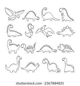 Hand drawn lline art vector of dinosaur. Picasso style line art . Jurrassic art.