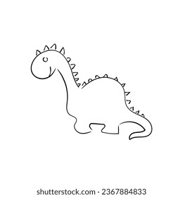 Hand drawn lline art vector of dinosaur. Picasso style line art . Jurrassic art.