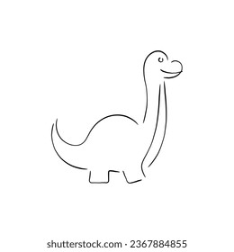 Hand drawn lline art vector of dinosaur. Picasso style line art . Jurrassic art.