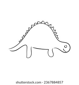 Hand drawn lline art vector of dinosaur. Picasso style line art . Jurrassic art.