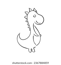 Hand drawn lline art vector of dinosaur. Picasso style line art . Jurrassic art.