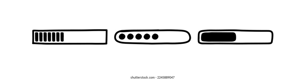 Hand drawn loading bar icon  design. Technology Level progress symbol illustration.