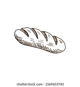 Hand drawn loaf of bread. Sketch style vector illustration. Isolated on white