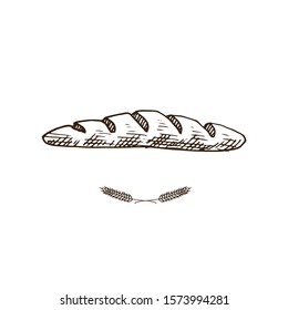 Hand drawn loaf of bread. Sketch style vector illustration. Isolated on white