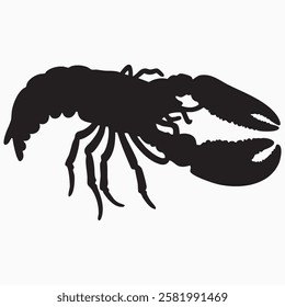 Hand drawn lobster fish silhouette