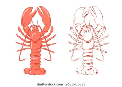 Hand drawn lobster. Food vector illustration. Kitchen, restaurant menu, poster design. Menu, logo, book, packaging concept.