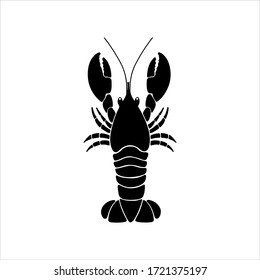 Hand drawn lobster logo. Vector silhouette illustration lobster isolated on white background. Healthy seafood. Design for restaurant menu, banner, print, card, invitation