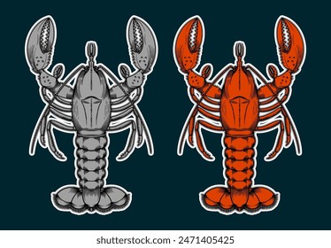 Hand Drawn Lobster Sticker Illustration