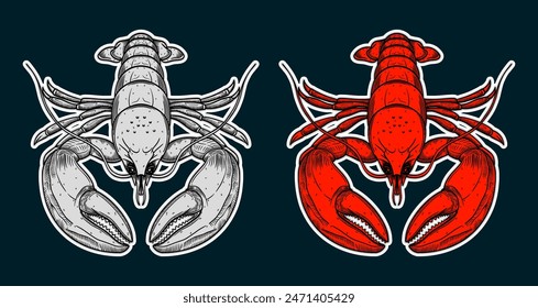 Hand Drawn Lobster Sticker Illustration