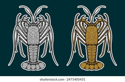 Hand Drawn Lobster Sticker Illustration