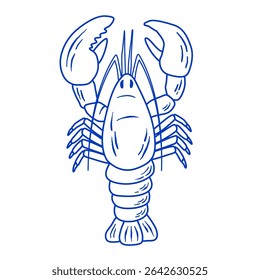 Hand drawn lobster vector illustration. Doodle crayfish seafood isolated. La dolce vita italy retro style
