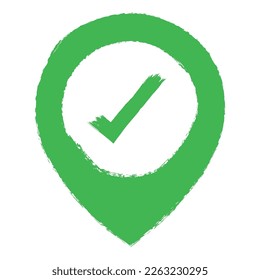 Hand Drawn Location Pin With Check Mark Vectorart