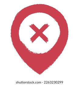 Hand Drawn Location Pin With Cross Vectorart