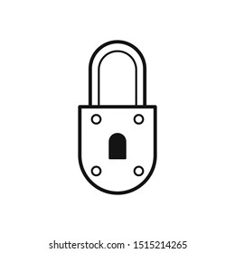 Hand drawn lock isolated on a white. Sketch of lock. Vector illustration.