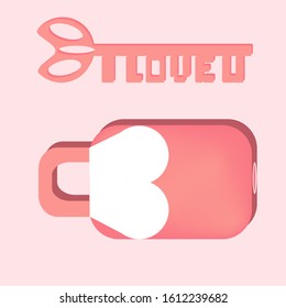 Hand drawn lock and key in pink color. (Love forever meaning). Concept for Valentine day , celebrate , wallpapers  banner commercial  stickers greeting card Advertising. Vector illustration