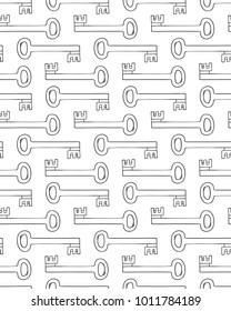 Hand drawn lock and key vector seamless pattern