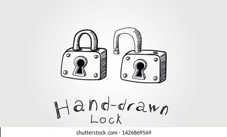 Hand drawn lock vector doodle