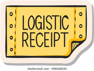 Handgezeichnetes Logistikbeleg-Symbol auf Aufkleber und Vektorgrafik