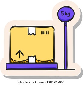 Hand drawn Logistic scale icon in sticker style vector illustration