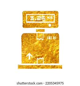 Hand drawn Logistic scale icon in gold foil texture vector illustration