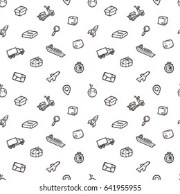 Hand drawn logistics seamless pattern.