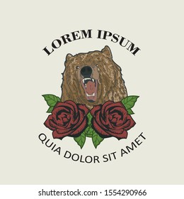 a hand drawn logo with a bear theme