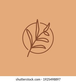 Hand Drawn Logo. Botanical Logo Template for photographer, fashion blogger, design studio, interior design.