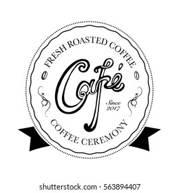 Hand drawn logo for cafe, coffee outlet or coffee company. Vector Illustration